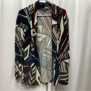 Toni Morgan cardigan women's xl open front artsy abstract funky quirky boho
